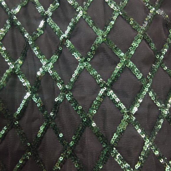 Forever 21 Long sleeve Black and Green Diamond Pattern Sequin Dress - Picture 11 of 14